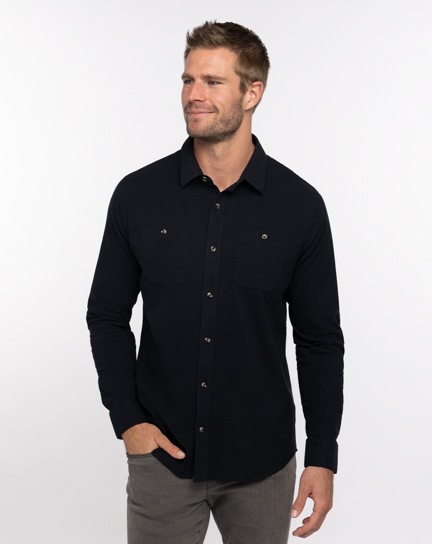 Cloud Flannel Button-Up